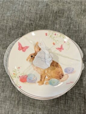 NWT Kathryn White Fine Porcelain Easter Bunny Dessert Plates set of 4